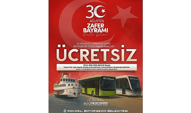 30 Ağustos’ta toplu ulaşım ücretsiz