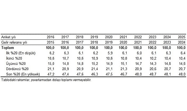 Gelir Dağılımı İstatistikleri, 2025